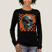 Bold Halloween Skull Checkerboard  トライブレンドＴシャツ (正面)