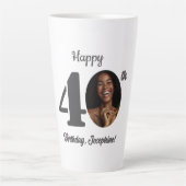 Bold Happy 40th Birthday Photo カフェラテマグ (正面)