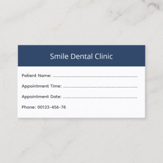 Bold Header Dental Appointment Card 予約カード