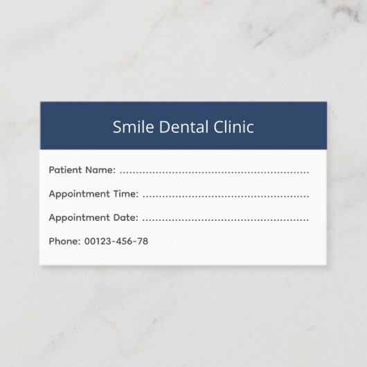 Bold Header Dental Appointment Card 予約カード (正面)
