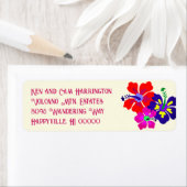 Bold Hibiscus Ecru Return Address Labels ラベル (インサイチュ)