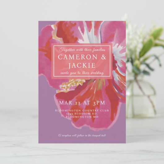 Bold Hibiscus Tropical Wedding  招待状 (スタンド正面)