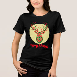 Bold Holiday Deer Art Print トライブレンドＴシャツ