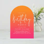 Bold Hot Pink and Orange Simple Minimal Birthday 招待状 (スタンド正面)