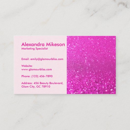 Bold Hot Pink Glitter Aesthetic 名刺 (裏面)