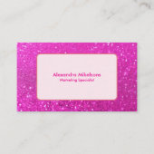 Bold Hot Pink Glitter Aesthetic 名刺 (正面)