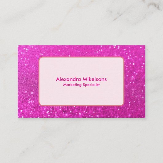 Bold Hot Pink Glitter Aesthetic 名刺 (正面)