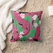 Bold Hot Pink Leopard Tropical Jungle Seamless Pat クッション (ブランケット)