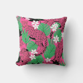Bold Hot Pink Leopard Tropical Jungle Seamless Pat クッション (正面)