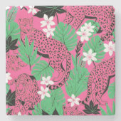 Bold Hot Pink Leopard Tropical Jungle Seamless Pat ストーンコースター (正面)
