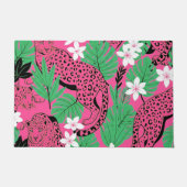 Bold Hot Pink Leopard Tropical Jungle Seamless Pat ドアマット (正面)
