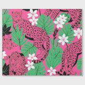 Bold Hot Pink Leopard Tropical Jungle Seamless Pat ラッピングペーパー (フラット)