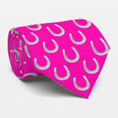 Bold Hot Pink & Silver Horseshoe Derby ネクタイ (ロール)
