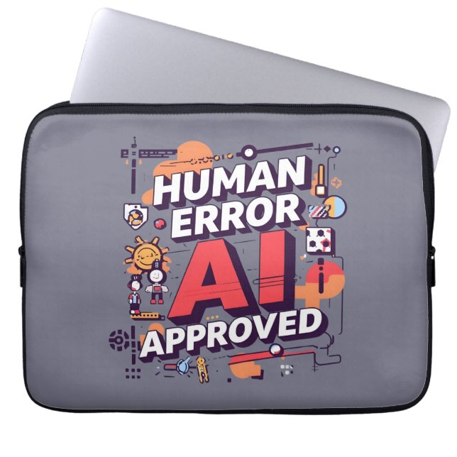 Bold “Human Error, AI Approved” Digital Art ラップトップスリーブ (正面)