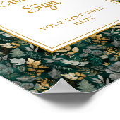 Bold Hunter Green Gold Greenery Wedding Custom  ポスター (角)