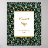 Bold Hunter Green Gold Greenery Wedding Custom  ポスター (正面)