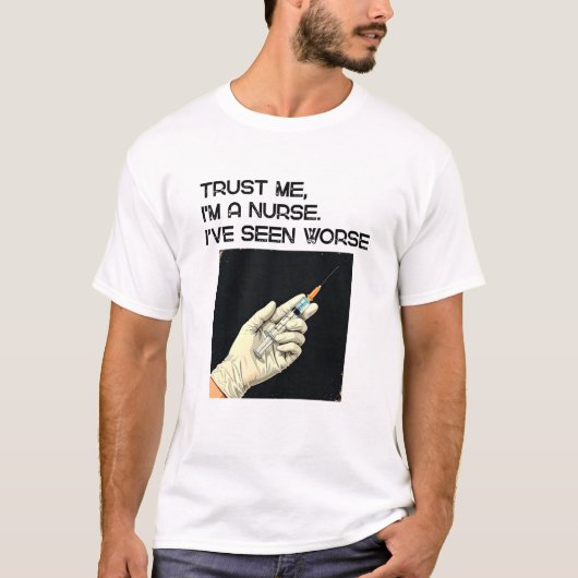 Bold Illustration of Gloved Hand Injecting Syringe Tシャツ (正面)