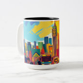 Bold Impressionistic Cityscape ツートーンマグカップ (正面左)