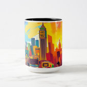 Bold Impressionistic Cityscape ツートーンマグカップ (中央)