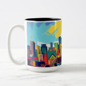 Bold Impressionistic Cityscape ツートーンマグカップ (左)