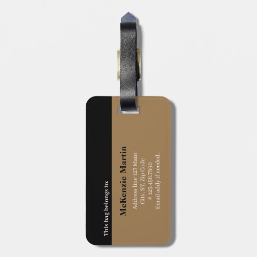 Bold Initial Personalized Name Monogram ラゲッジタグ (裏面縦)