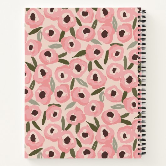 Bold Inky Floral Pattern | Hand-Drawn Botanical ノートブック (裏面)