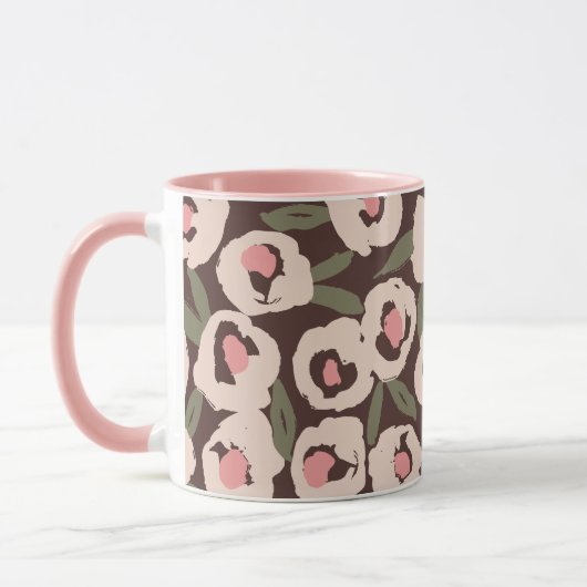 Bold Inky Floral Pattern | Hand-Drawn Botanical マグカップ (左)