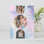Bold Iridescent Watercolor Photo Grad Announcement 招待状 (スタンド正面)