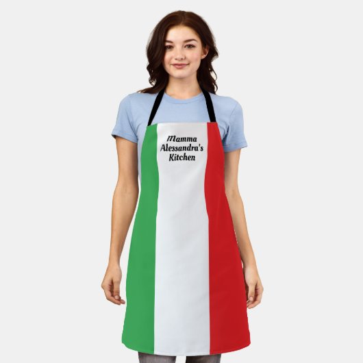Bold Italian Flag of Italy Personalized Apron エプロン (着用した状態)