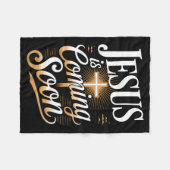 Bold Jesus Is Coming Soon Christian Apparel  フリースブランケット (正面(横))
