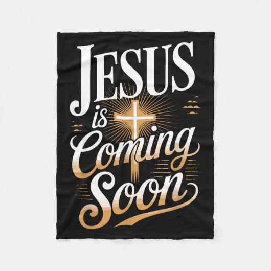 Bold Jesus Is Coming Soon Christian Apparel  フリースブランケット (正面)
