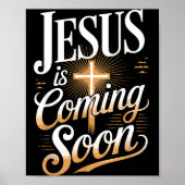 Bold Jesus Is Coming Soon Christian Apparel ポスター (正面)