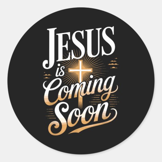 Bold Jesus Is Coming Soon Christian Apparel  ラウンドシール (正面)