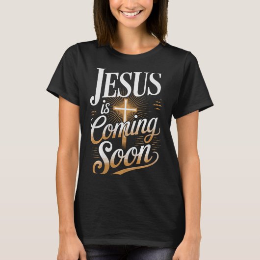 Bold Jesus Is Coming Soon Christian Apparel Premiu Tシャツ (正面)