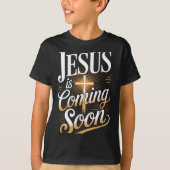 Bold Jesus Is Coming Soon Christian Apparel  Tシャツ (正面)