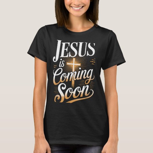 Bold Jesus Is Coming Soon Christian Apparel Tシャツ (正面)
