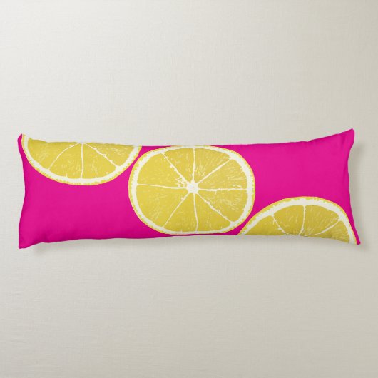 Bold Lemon Slice on Pink Body Pillow ボディピロー (裏面)
