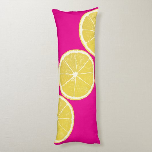 Bold Lemon Slice on Pink Body Pillow ボディピロー (裏面 (縦))
