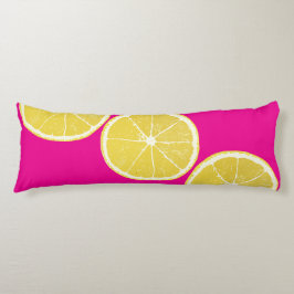 Bold Lemon Slice on Pink Body Pillow ボディピロー