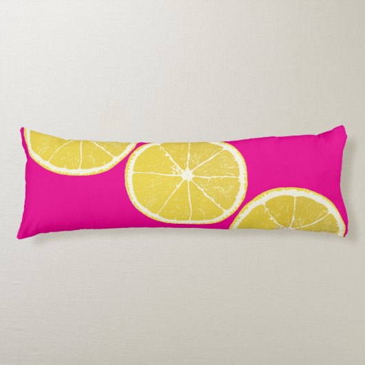 Bold Lemon Slice on Pink Body Pillow ボディピロー (正面)