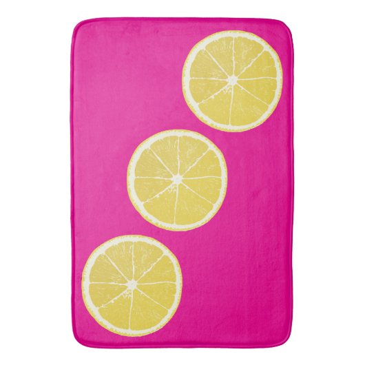 Bold Lemon Slice Pink Citrus Bath Mat バスマット (正面縦)