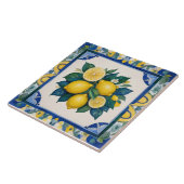 Bold Lemons Dark Blue Green Yellow Lemon タイル (側面)