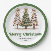 Bold Leopard Christmas Tree Editable Paper Plates ペーパープレート (正面)