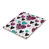 Bold Leopard Heart Love – Pink, Black & Teal (2) タイル (側面)