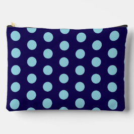 Bold Light Blue Polka Dots on Navy Blue アクセサリーポーチ