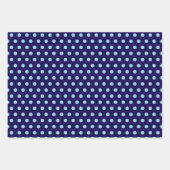Bold Light Blue Polka Dots on Navy Blue ラッピングペーパーシート (正面)