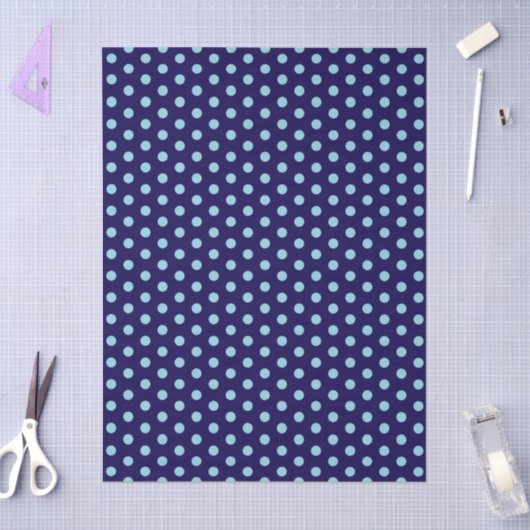 Bold Light Blue Polka Dots on Navy Blue  薄葉紙 (クラフト)