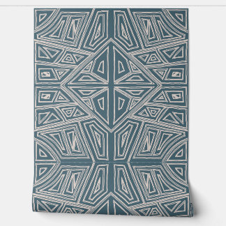 Bold Lines - Symmetrical Tile - Teal and Beige  壁紙