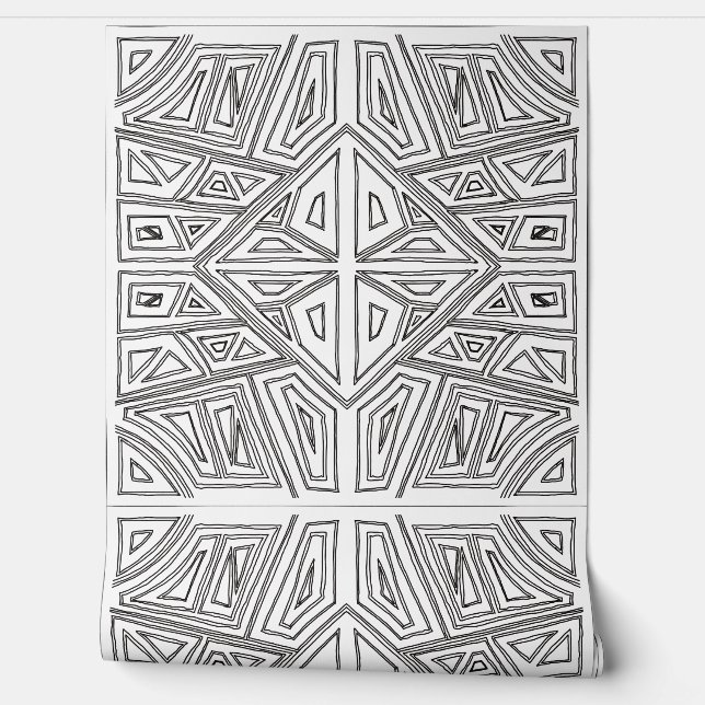 Bold Lines - Symmetrical Tile - White And Black  壁紙 (ほどく)