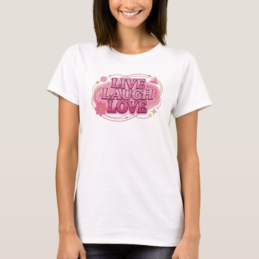 Bold LIVE LAUGH LOVE 2Dアートコラージュ Tシャツ (正面)